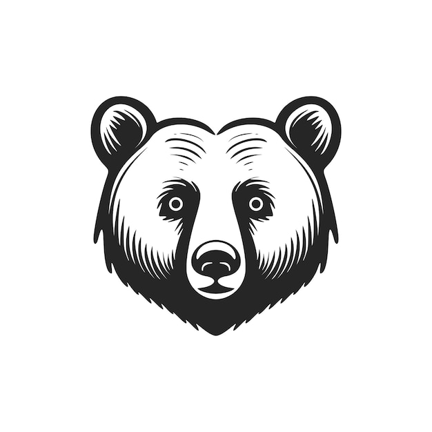 Элегантный векторный логотип медведя в ярком черно-белом цвете