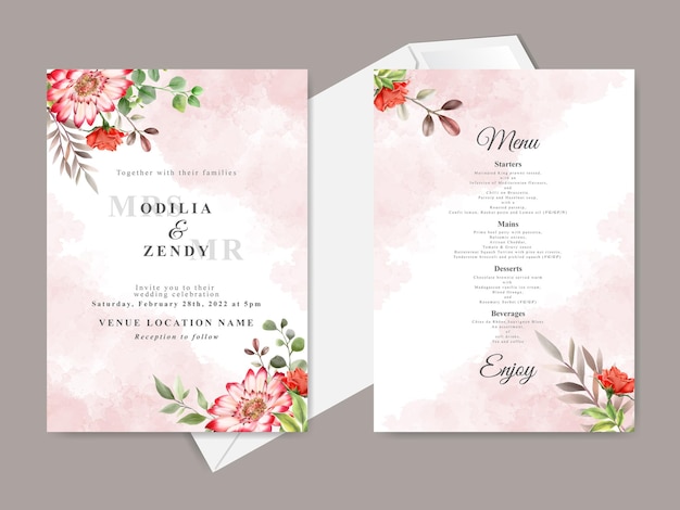 Modello di carta di invito matrimonio floreale elegante e bello