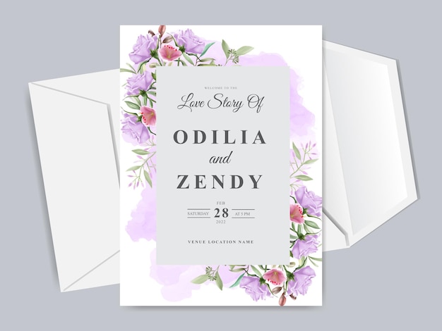 Elegant and beautiful floral wedding invitation card template