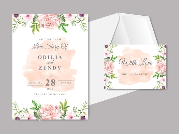 elegant and beautiful floral wedding invitation card template