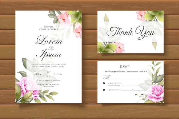 Vector elegant and beautiful floral wedding invitation template