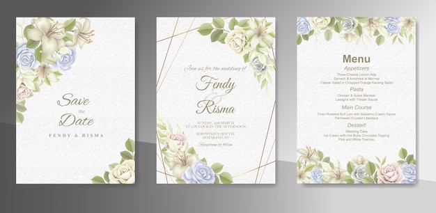 Elegant beautiful floral and wedding invitation