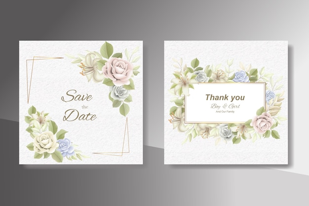 Elegant beautiful floral and wedding invitation