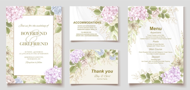 Elegant beautiful floral and wedding invitation