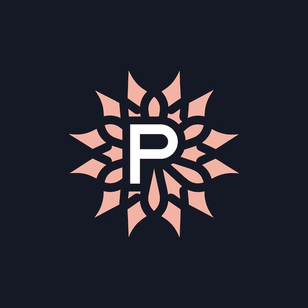 элегантная и красивая буква P цветок цветущий логотип