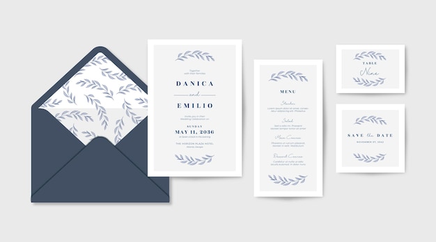 Vector elegant beautiful and minimalist wedding invitation collection template