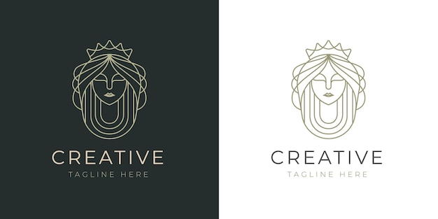 Elegant Beautiful Queen Line Logo Design