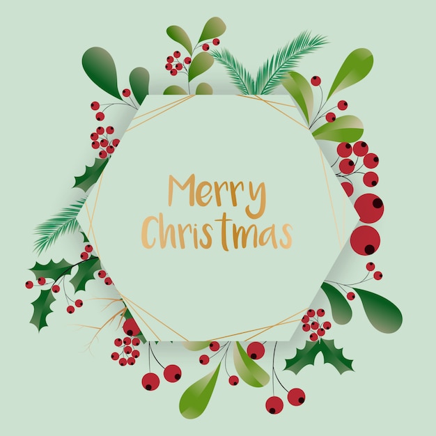 Vector elegant beautifully designed merry christmas floral artwork