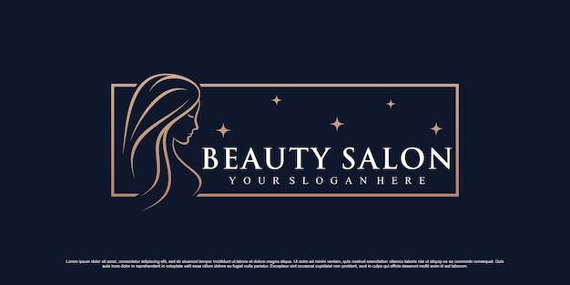 Elegant beauty logo design for woman salon with creative element and business card template