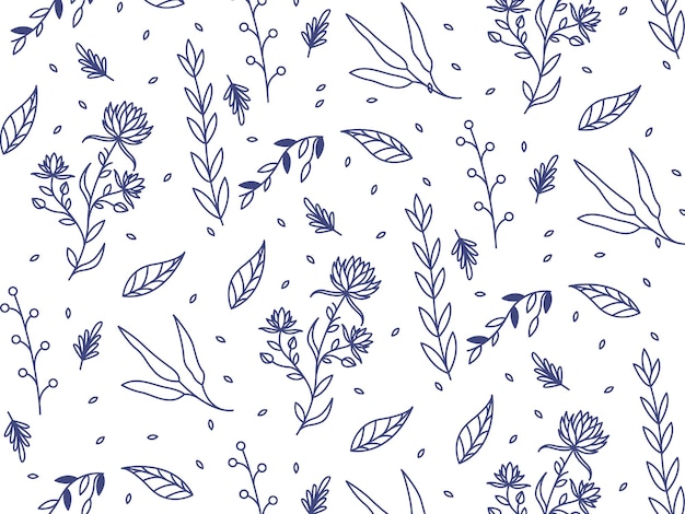 Elegant and beauty outline seamless floral flower and branch pattern