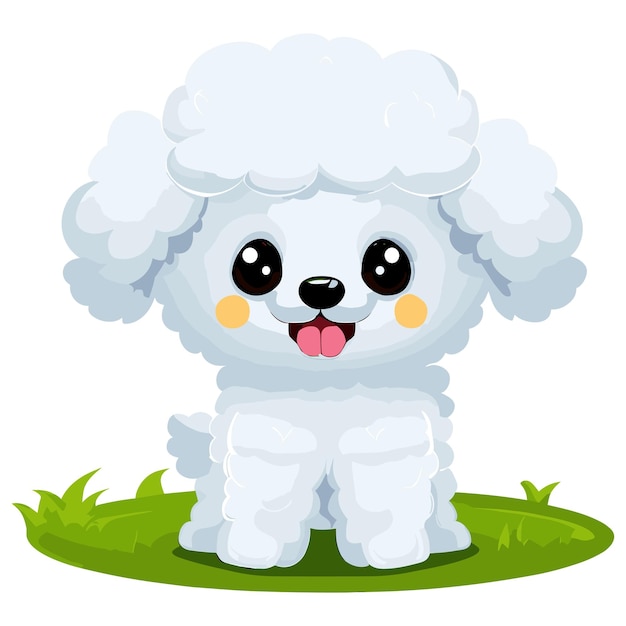 Vector elegant bichon frise portrait with a bow