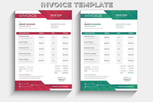 Vector elegant bill form business invoice accounting design template