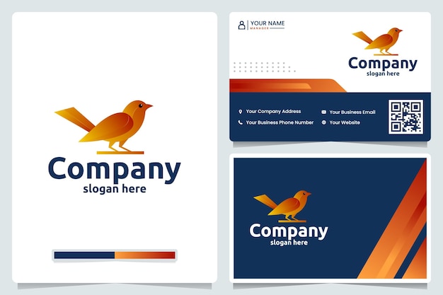 Elegant bird gradient color , logo design and business card