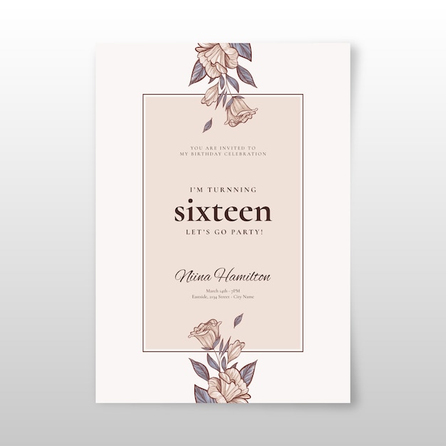 Vector elegant birthday invitation card template