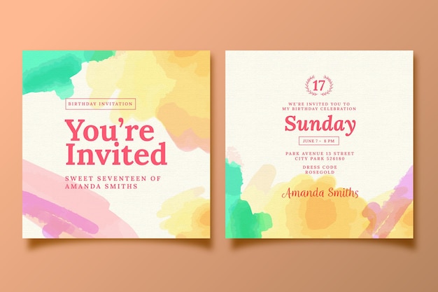 Elegant birthday invitation template theme