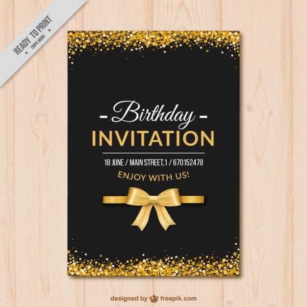 Vector elegant birthday invitation with golden details