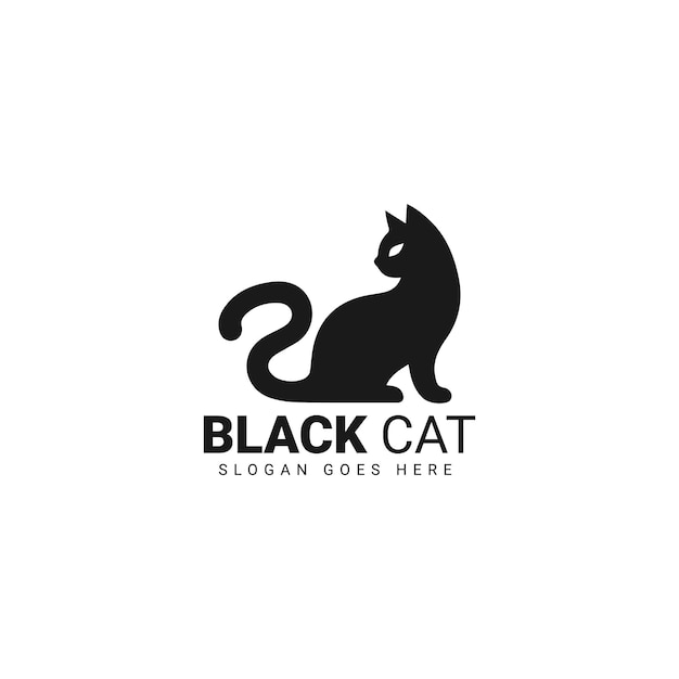 Logo elegante di gatto nero con spazio per lo slogan