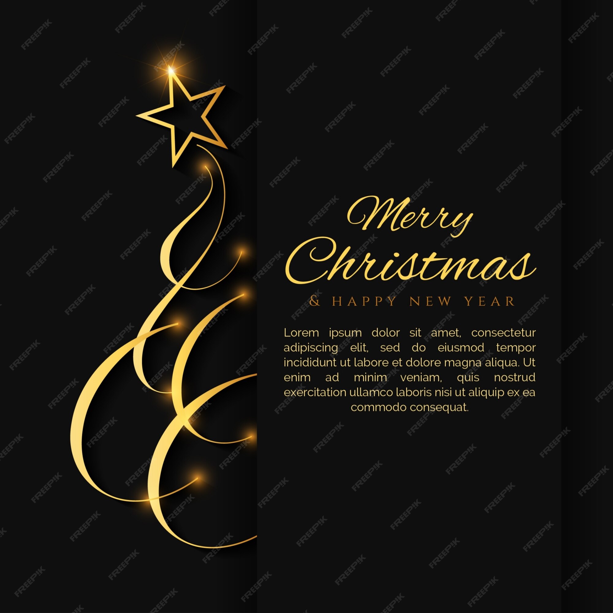 Premium Vector | Elegant black christmas background with a gold ...