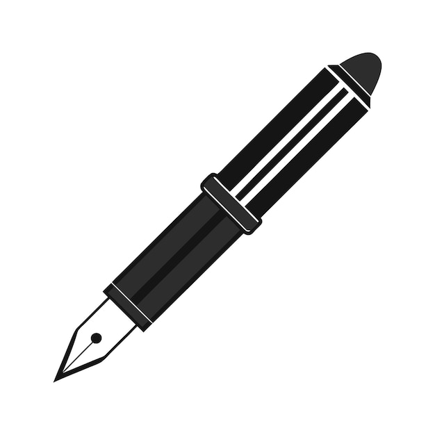 elegant black fountain pen silhouette vector modern black pen outline for digital and print use
