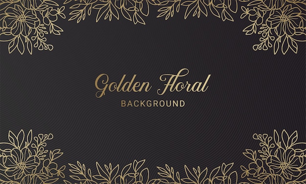 Vector elegant black and gold floral plant leaf hand drawn  background
