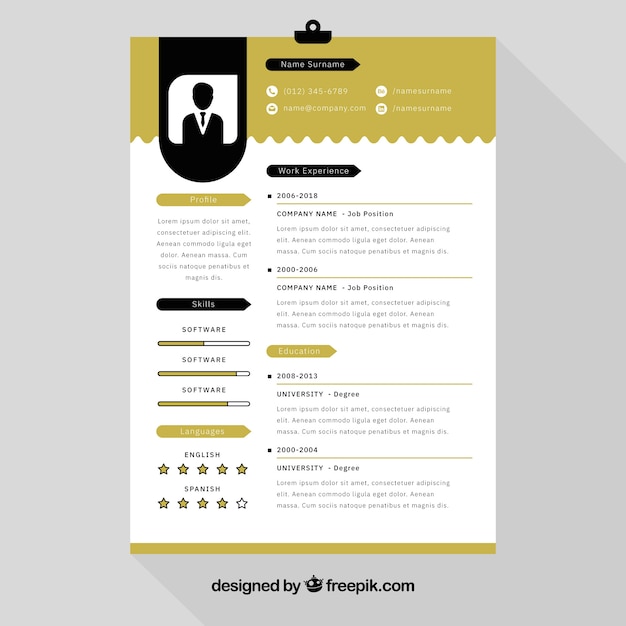 Elegant black and golden cv template