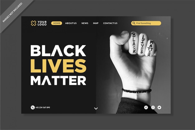 Vector elegant black live matters landing pages template