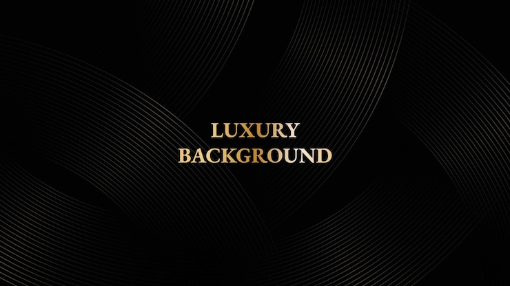 Vector elegant black luxury background concept with dark gold line circles and glitter pattern