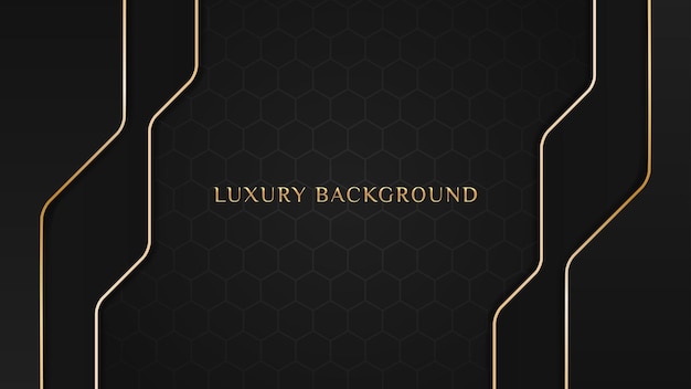 Elegant black luxury background concept with hexagon dark gold and glitter texture