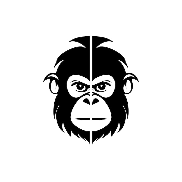 Элегантный векторный логотип черной обезьяны на белом фоне