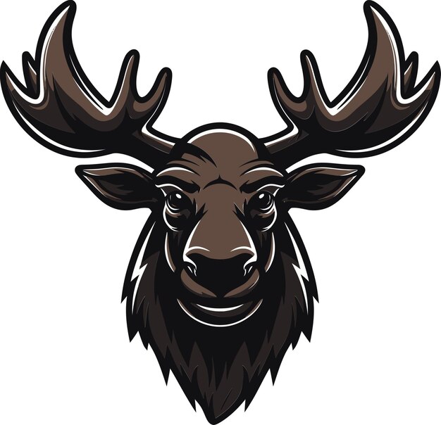 Vector elegant black moose icon with grace and style moose profile in artistic flair