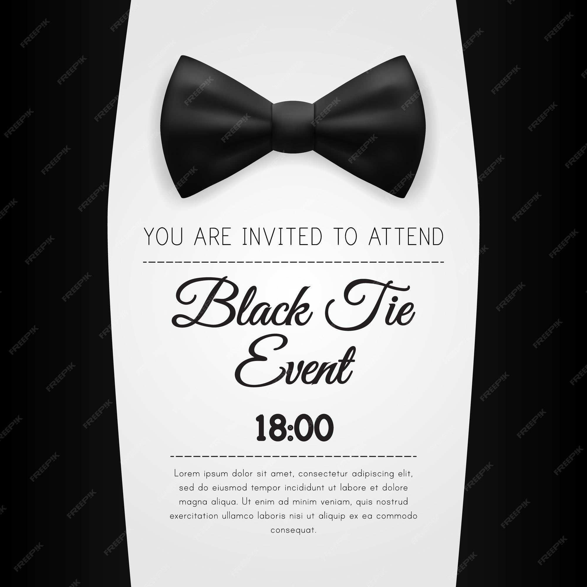 Vector Black Suit Black Tie Event Invitation Template Realistic