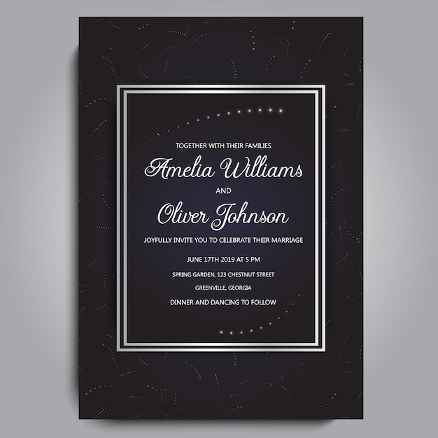 Elegant black wedding card