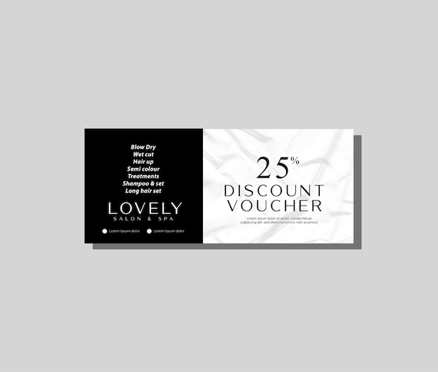 Elegant Black and White Salon Discount Voucher