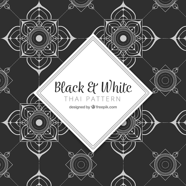 Elegant black and white thai pattern