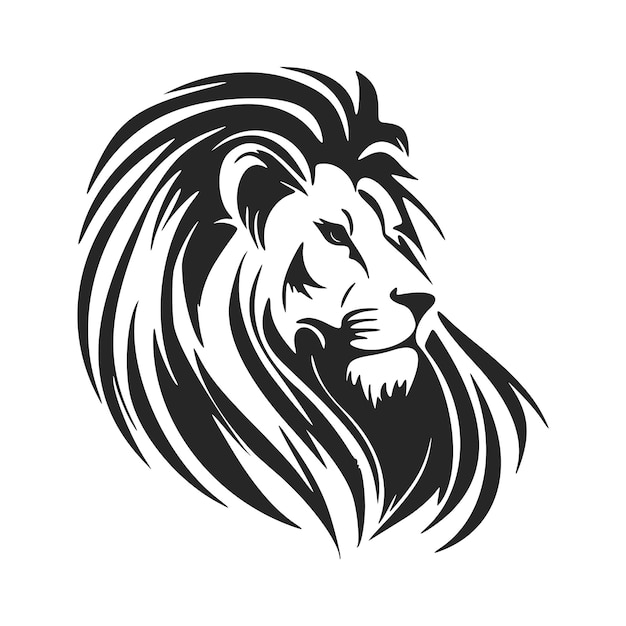 ライオンの頭が特徴の高級ブランドのエレガントな黒と白のベクトルのロゴ