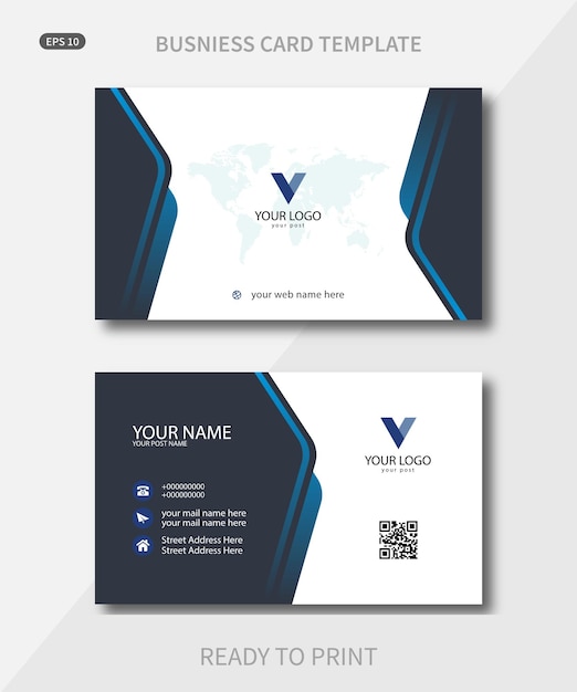Elegant blauw-wit visitekaartje sjabloon