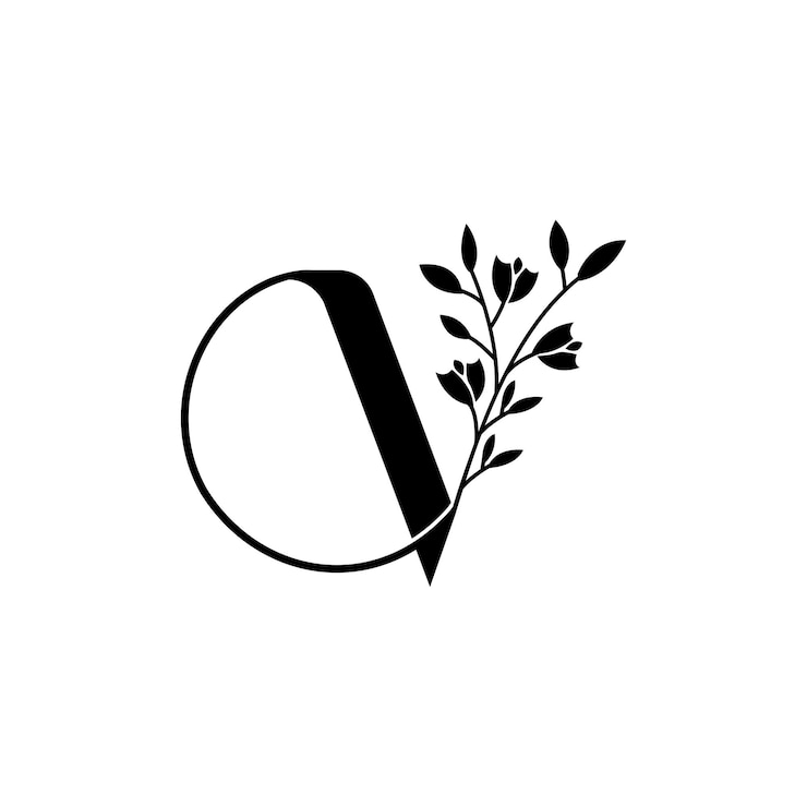 Vector elegant bloemenmonogram v-logo