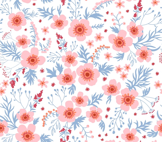 Elegant bloemmotief in kleine roze bloemen. vrijheid stijl. bloemen naadloos voor modeprints.