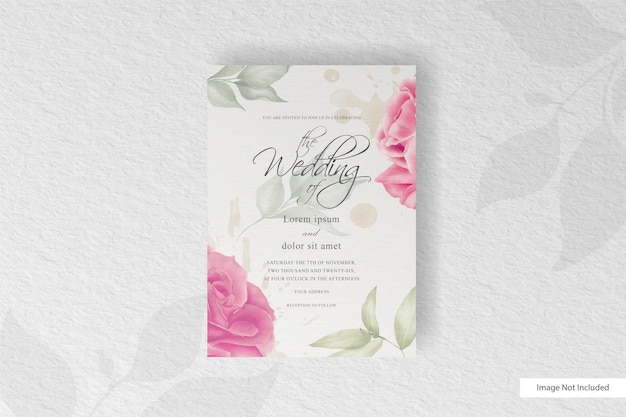 우아한 피 꽃 배열 결혼식 초대 카드 서식 파일