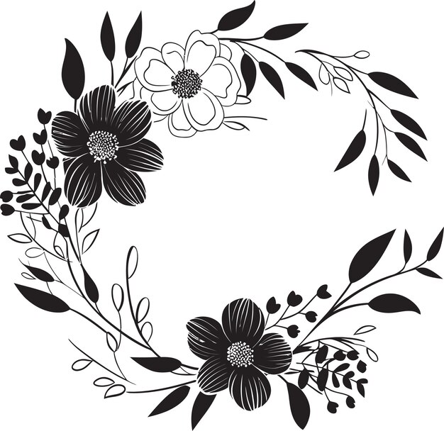 Vettore elegant blossom enclosure frame floreale nero logo chic botanical surround decorative black vector i