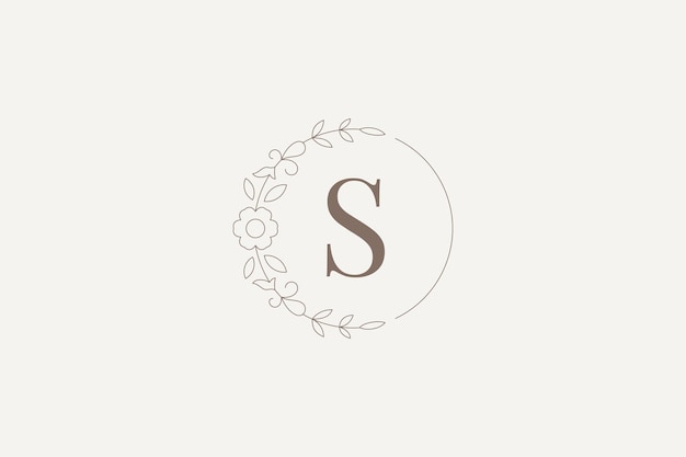 화장품 디자인 템플릿 터 일러스트레이션을 위한 우아한 꽃의 꽃 원 윤 로고