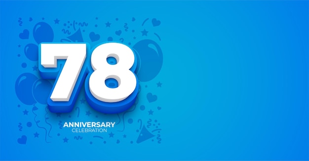 고급스러운 파란색 78 년 기념일 또는 생일 터 배너와 사용자 정의 가능한 복사 공간