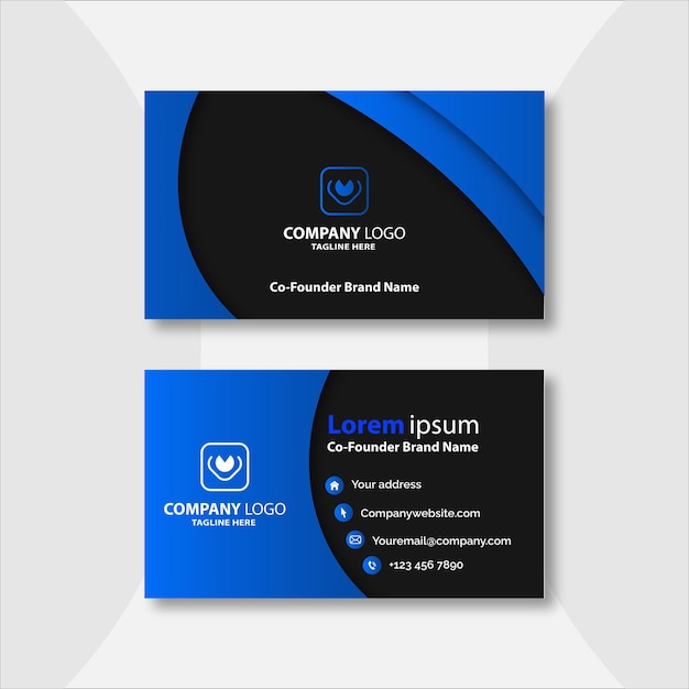 Elegant blue and black business card template