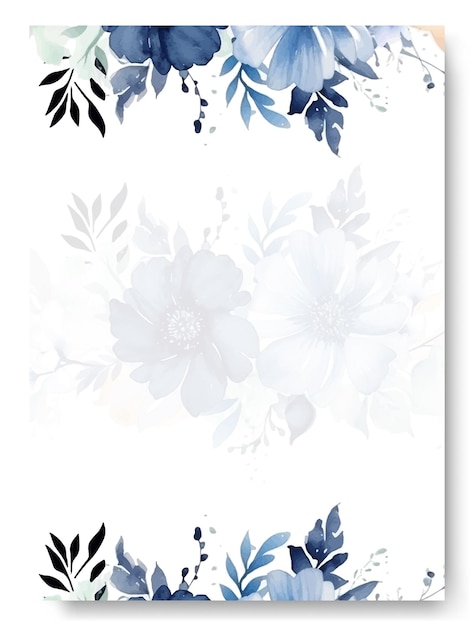 Vector elegant blue poppy flower wedding card with floral frame multi purpose border wedding invitation