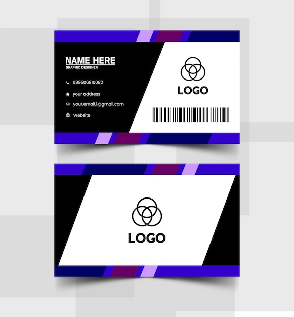 Elegant blue purple black business card template