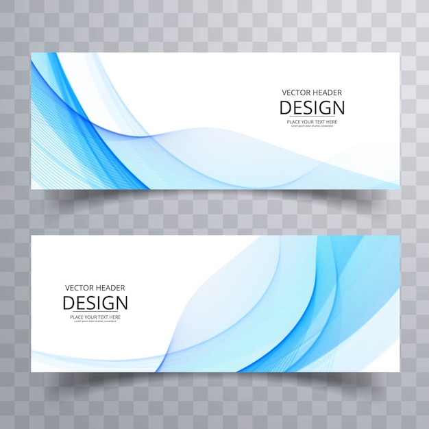 Vector elegant blue wavy banner design