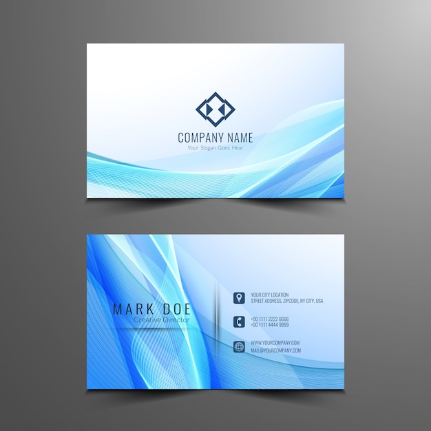 Vector elegant blue wavy business card design