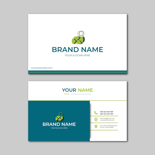 elegant blue white and green modern business card design