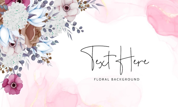 Elegant boho flower and leaves background template