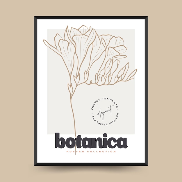 Vettore eleganti arti della parete astratta botanica. collezione di poster floreali vettoriali.